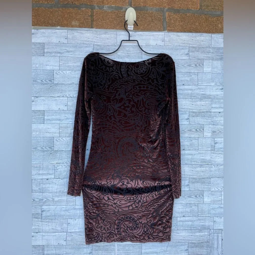 Lindsey Thornburg Brown Velvet Mini Dress Xs — image 4 of 5